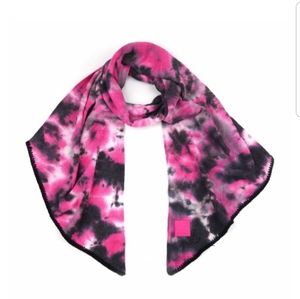 *C.C. Beanie Tie Dyed Scarf Black/Hot Pink